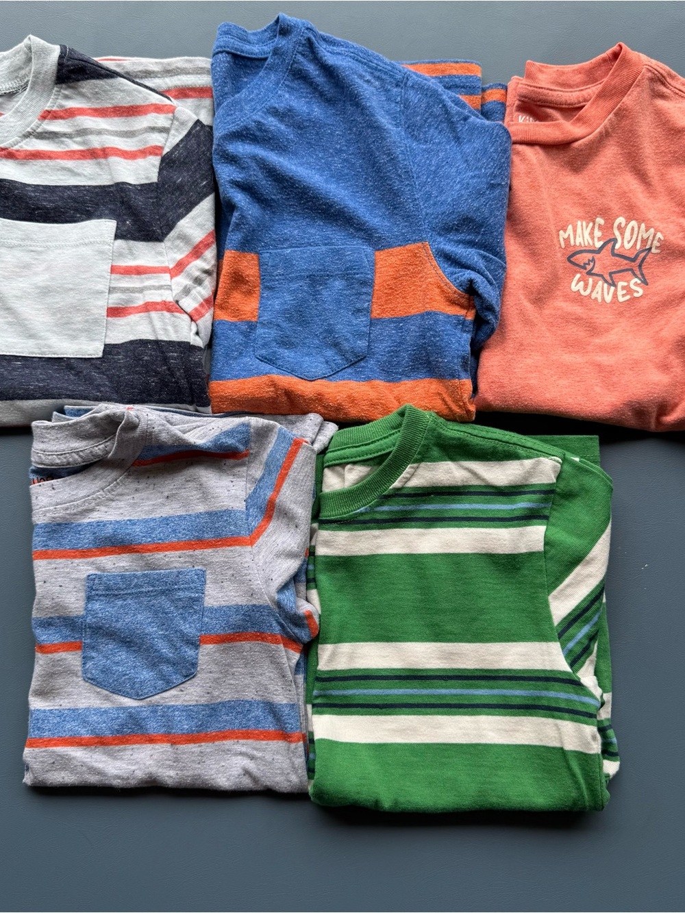 wonder nation Striped & Graphic Short Sleeve Tees in Blue, Green, Orange, Gray